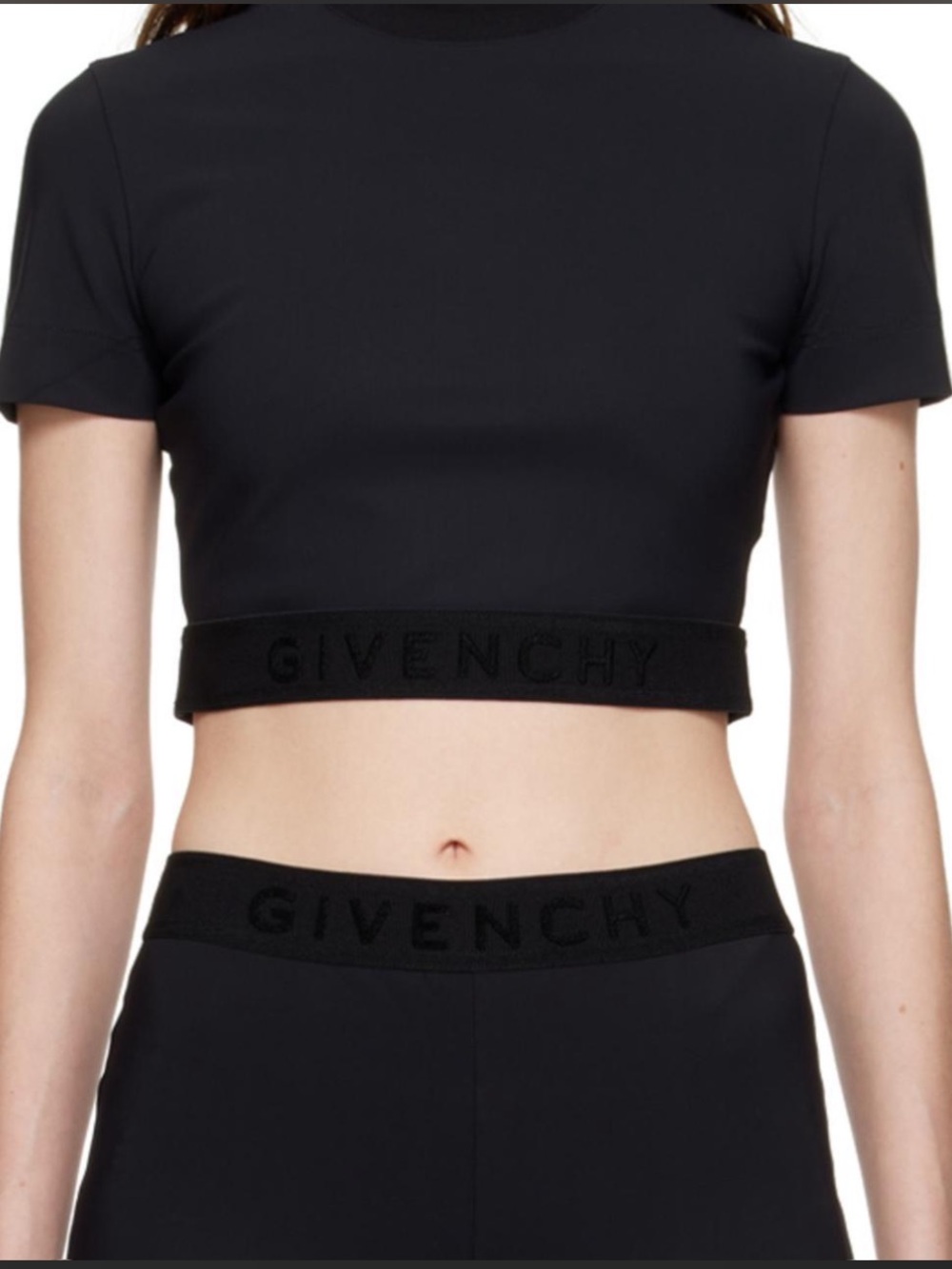 Givenchy Black Logo Elastic Hem Crop Top & matching leggings